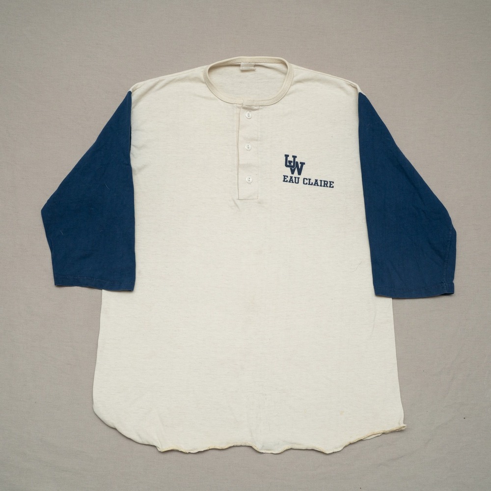 Vintage 70s 80s Artex UW EAU Claire Baseball Henley Button Up T Shirt